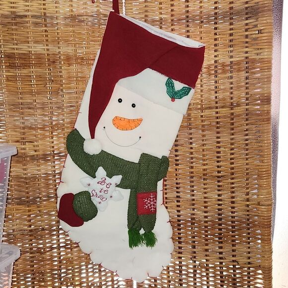 Jumbo Let It Snow Snowman Felt Christmas Stocking Supree Creations - Picture 1 of 10